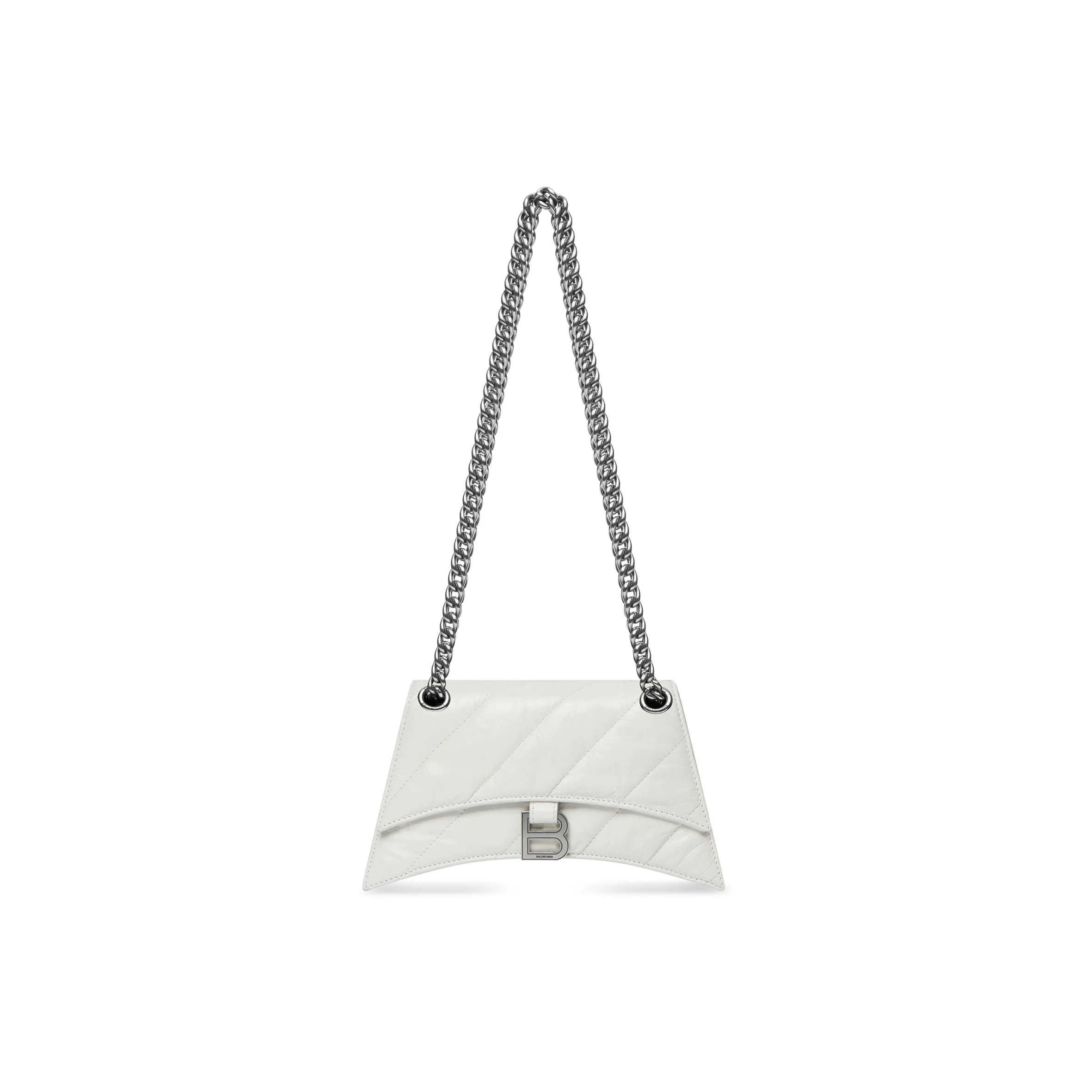 BALENCIAGA WOMEN'S CRUSH CHAIN BAG MINI IN WHITE 736016210J09001 (21.8*9.9*4.8cm)